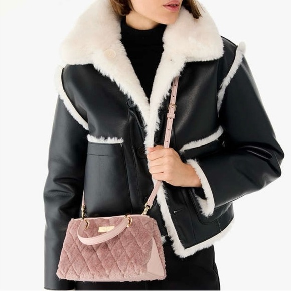 ♠️kate spade Carey Faux Fur Small Sullivan Satchel, Rose Smoke NWT - Picture 5 of 10